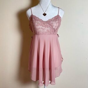 Victorias Secret Pink Lace Trim Camisole Dress